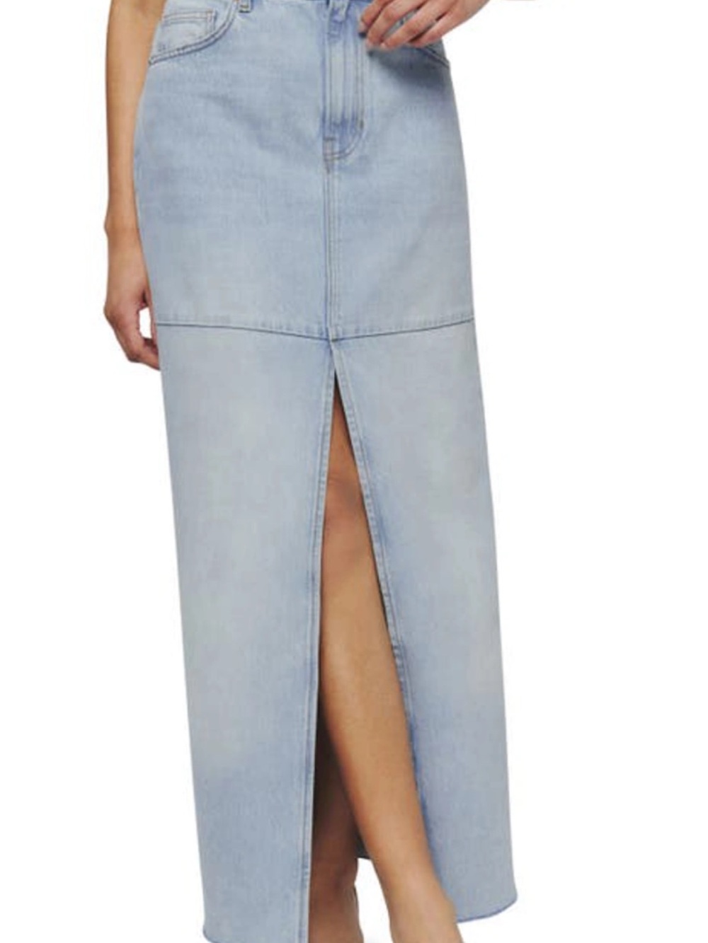 Reformation Tazz denim maxi skirt in color Tahoe size 30